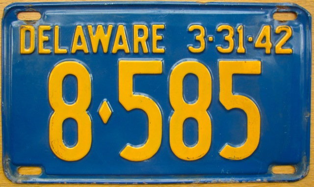 Delaware police license plate
