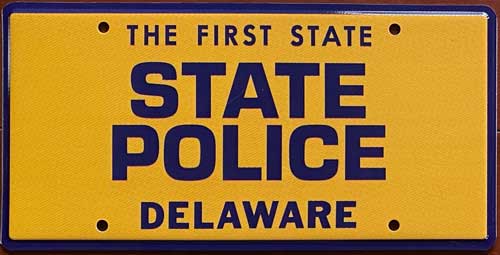 Delaware police license plate