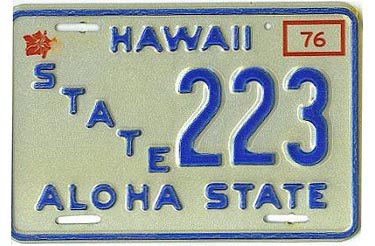 Hawaii license plate image