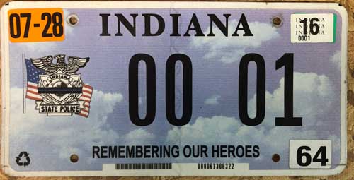 Indiana police license plate