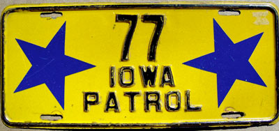 Iowa police licence plate