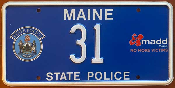 Maine 2019 police plate