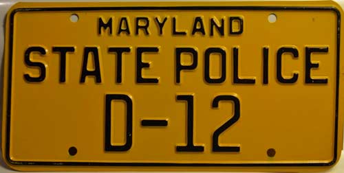 Maryland police license plate