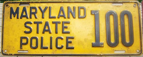 Maryland police license plate