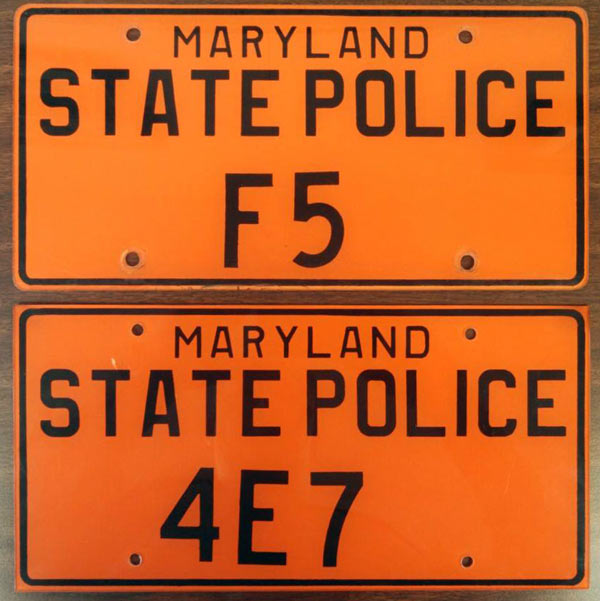 Maryland police license plate