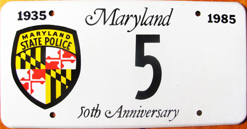 Maryland police license plate
