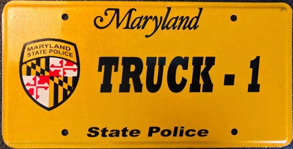 Maryland police license plate