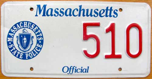 Massachusetts police license plate image