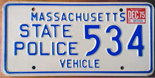 Massachusetts police license plate image