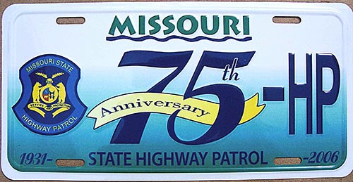 Missouri police license plate image