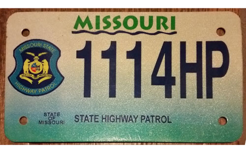 Missouri police license plate image