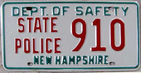 New Hampshire police license plate