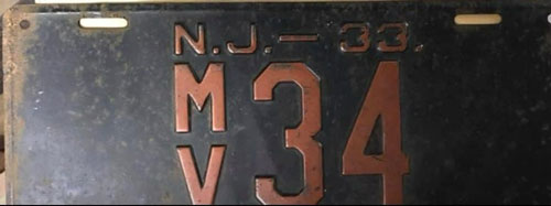 New Jersey license plate image