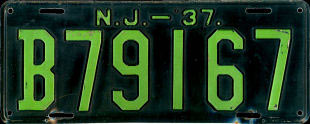 New Jersey license plate image