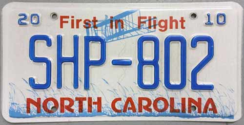 North Carolina police license plate image