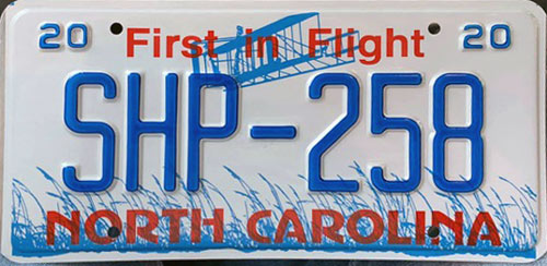 North Carolina police license plate image