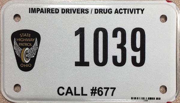 Ohio police motorcycle license plate