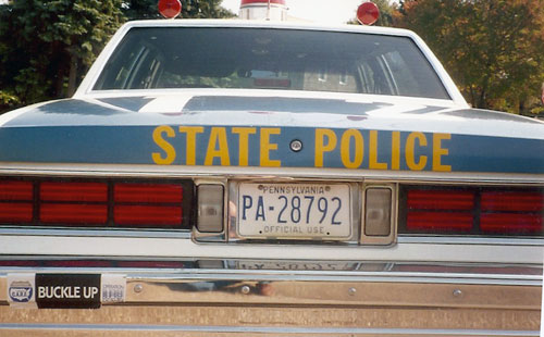 Pennsylvania police license plate