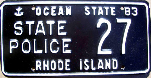 Rhode Island  police license plate