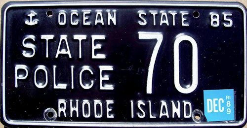 Rhode Island  police license plate