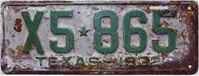 Texas  police license plate image