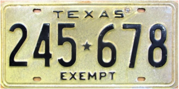 Texas  police license plate image