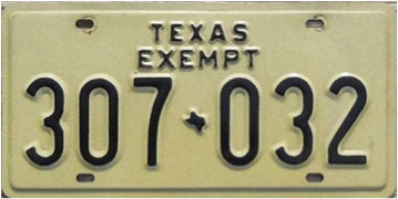 Texas  police license plate image