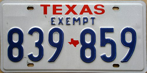 Texas  police license plate image