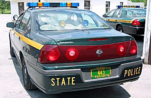 Vermont police license plate image