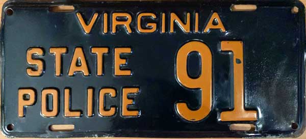 Virginia  police license plate