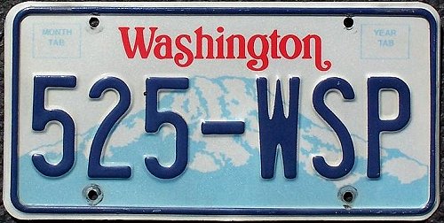 Washington  police license plate image