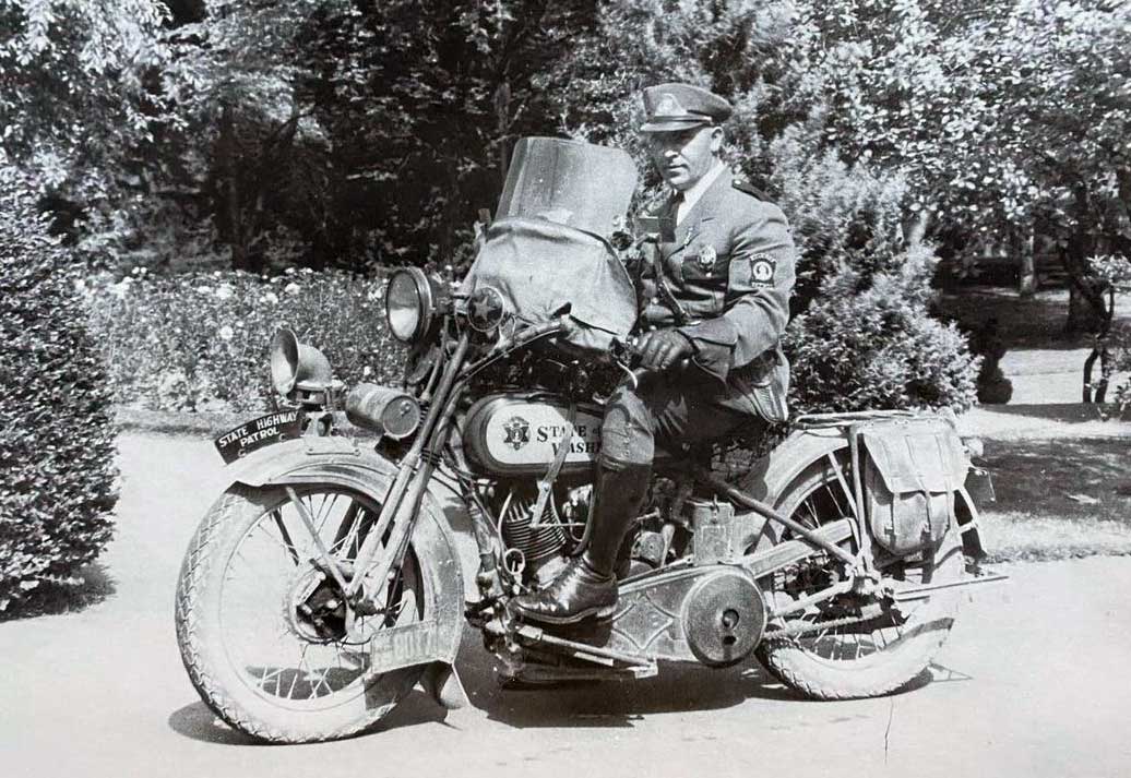 Washington police motorcycle with officer